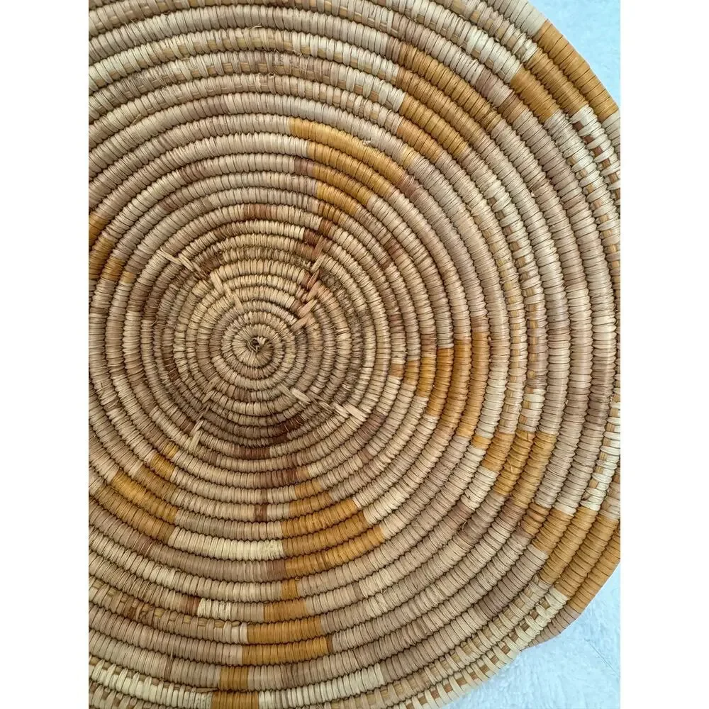 Vintage Papago Southwestern Handmade Two-Tone Basket 11”